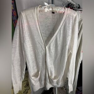 J. CREW sheer button down cardigan, w/ pockets & V-neck NWT, off-white ivory